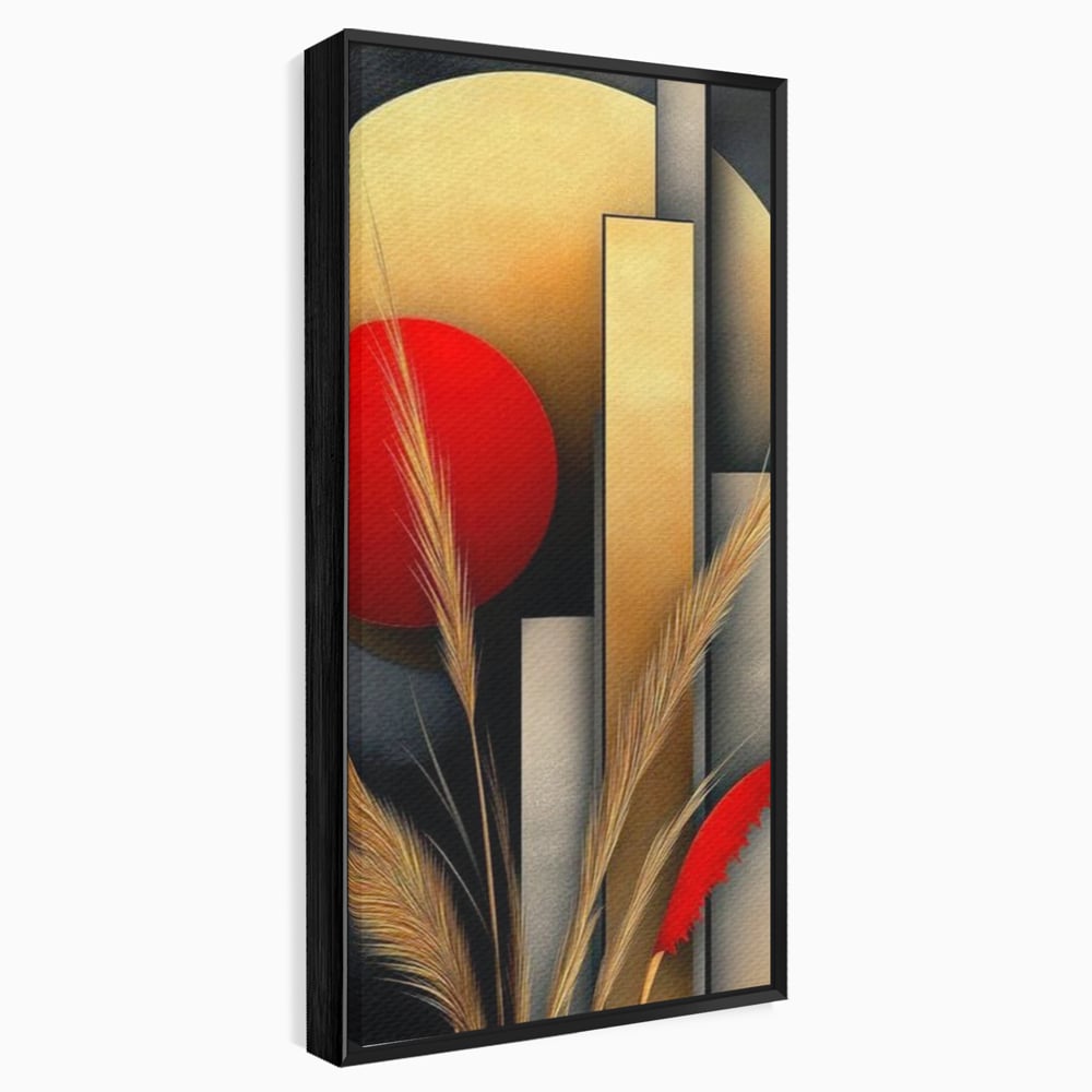 Tablou canvas cu tablou canvas cu forme geometrice si spice, in rama de aluminiu negru